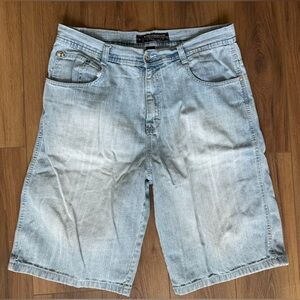 Vintage Southpole Wide Leg Baggy Jean Shorts Jorts Blue Fade Denim Size 40 Y2K